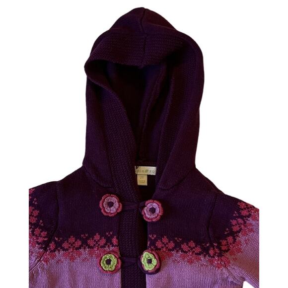 Maggie and Zoe Little Girls Sweater Size 2T Pink Purple Hood Knit Button Up Card - Picture 5 of 7